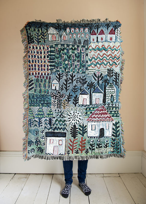 LITTLE HOUSES COTTON MINI BLANKET THROW (132x100cm)