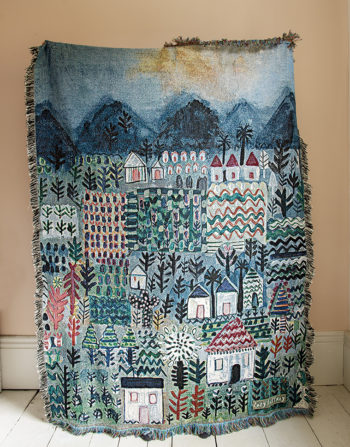 LITTLE HOUSES COTTON BLANKET THROW (180X135CM)