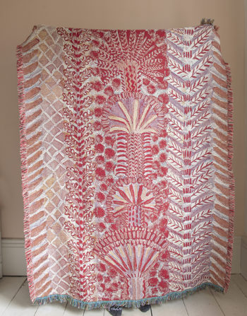 PINK POMPOM COTTON BLANKET THROW (180x135cm)