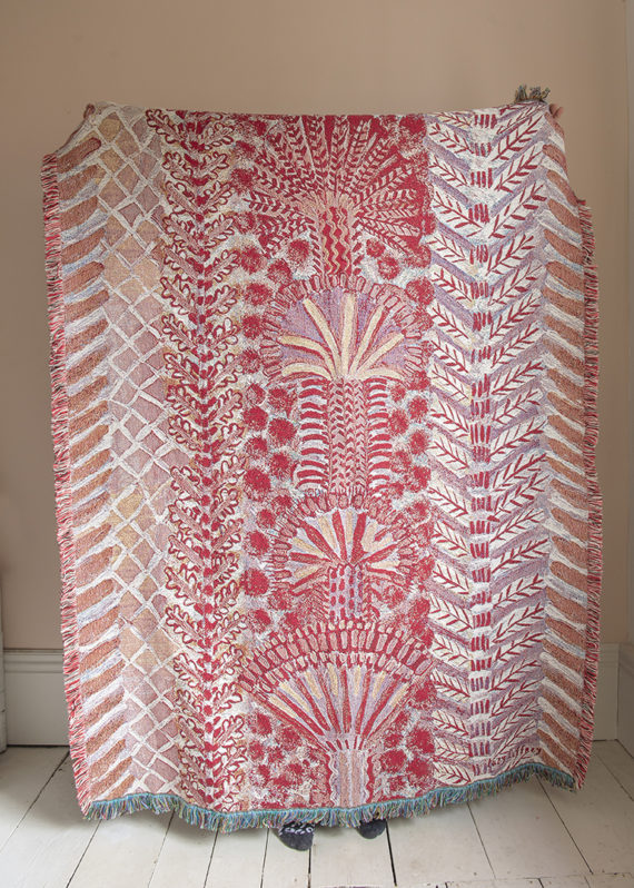 PINK POMPOM COTTON BLANKET THROW (180x135cm)
