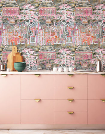 PINK PAVILION WALLPAPER (10M) A4 SAMPLE