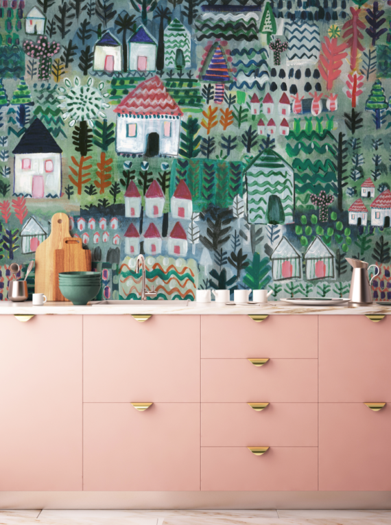 LITTLE HOUSES MURAL WALLPAPER