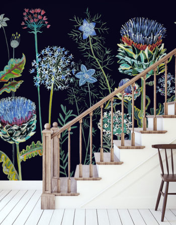 NIGHT GARDEN MURAL WALLPAPER A4 SAMPLE