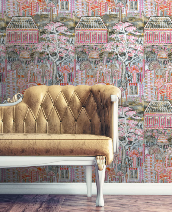 PINK PAVILION EXTRA WIDE WALLPAPER (10M)