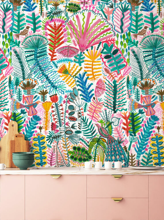 Birds & Butterflies Wallpaper Sample