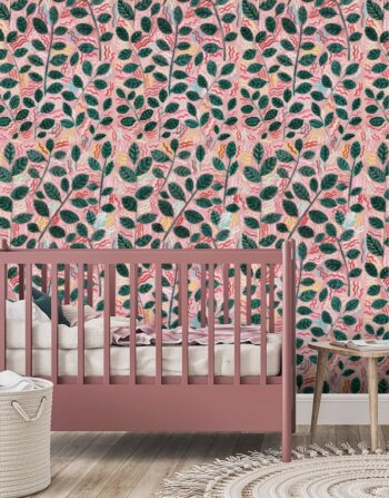 Pink Leaves Wallpaper Sample (A4)