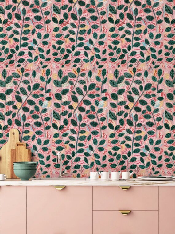Pink Leaves Wallpaper (10m) - Image 4