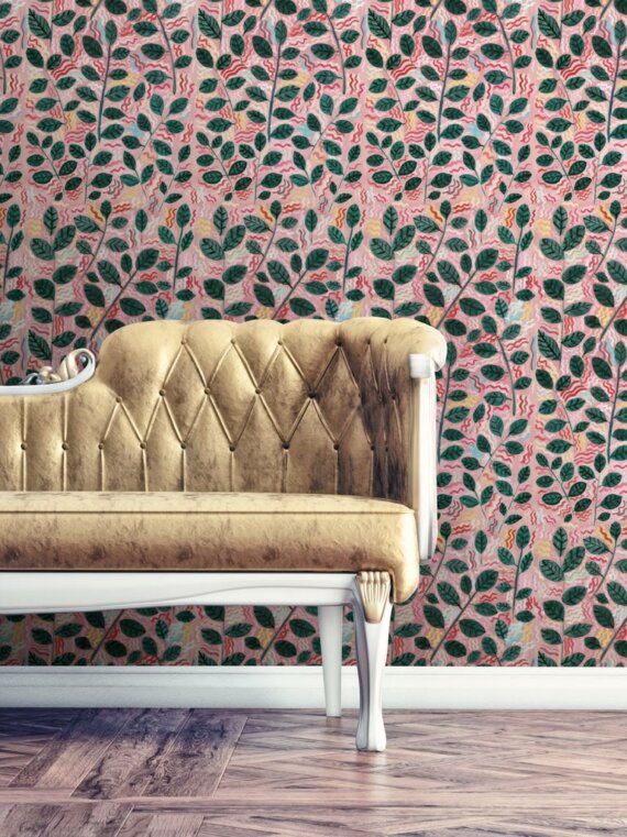 Pink Leaves Wallpaper (10m) - Image 6