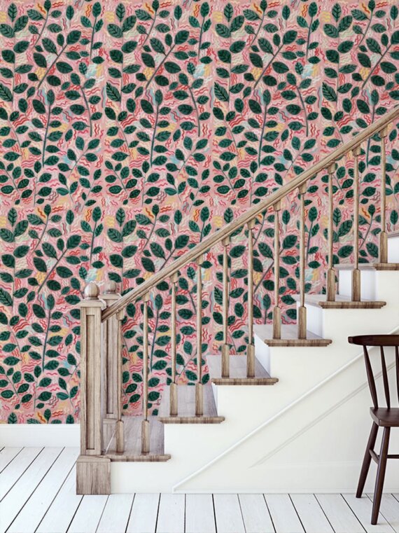Pink Leaves Wallpaper (10m)