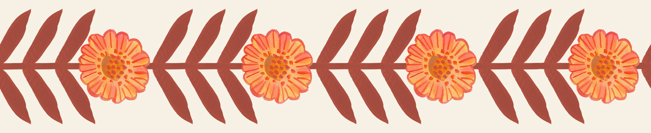 Flower Wallpaper Border (Orange & Russet) 10m