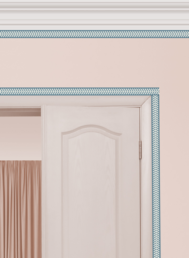 Cream Stem on Wedgewood Blue Wallpaper Border (10m) - Image 2