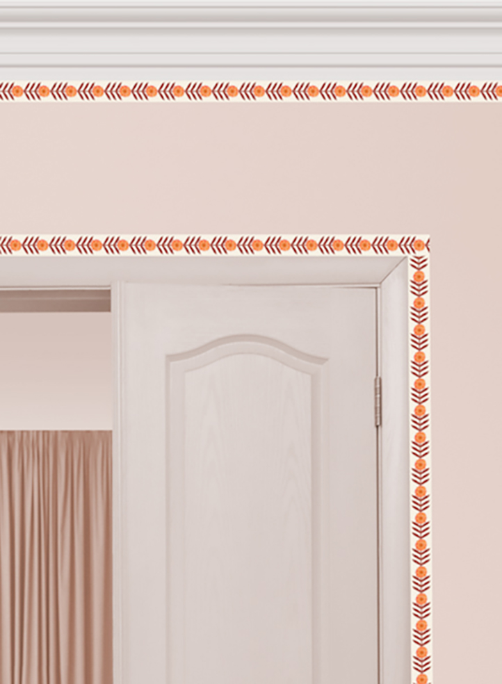 Flower Wallpaper Border (Orange & Russet) 10m - Image 2