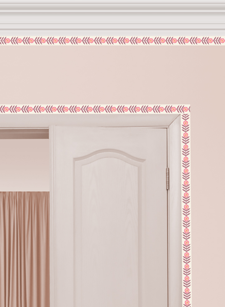 Flower Wallpaper Border (Pink & Peach) 10m - Image 2